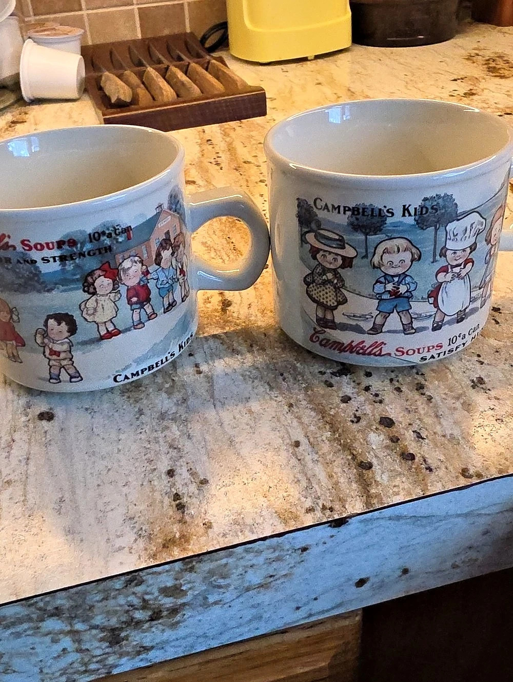 Campbell Soup Co. Campbell's Soup Cans Souvenir Postcard Mugs. Set of 2 Blue